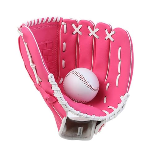10.5/11.5/12.5 Inch Synthetic Leather Baseball Mitt - Left Hand Deep Pocket Design for Infield Practice, Beginner Softball Glove - color: Red, size: Large