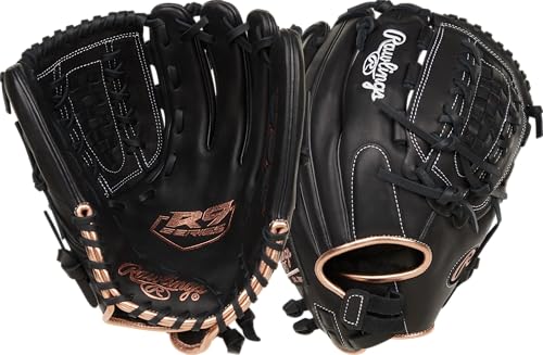 Rawlings | R9 Fastpitch Softball Glove | Multiple Styles - color: Black | Double Lace Basket Web, size: 12.5"