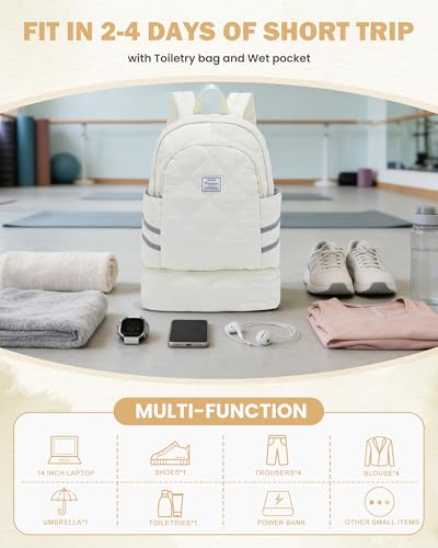 Gym Backpack for Women Men, Lightweight Gym Bag with Shoe Compartment, Water Resistant Sports Backpack with Wet Pocket, Large Capacity Cheer Backpacks for Girls, Beige - color: F2-beige