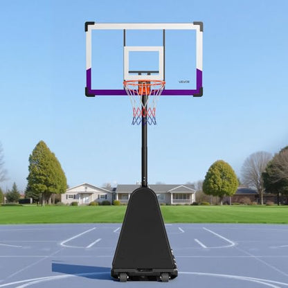 VEVOR Basketball Hoop, Basketball Hoop 44 48 50 54 Inchs PC Backboard, 4.4-10FT Height Adjustable, Basketball Portable Hoop& Goal, Indoor/Outdoor Classic Basketball Court, Teen Adult School Park