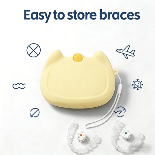 Silicone Retainer Case with Lanyard, WINDSIUUU Portable Cute Travel Retainer Holder Braces Aligner Case with Vent Holes Aligner Retainer Cases for Girls Women Kids Travel Denture Night Guard Container - color: Yellow
