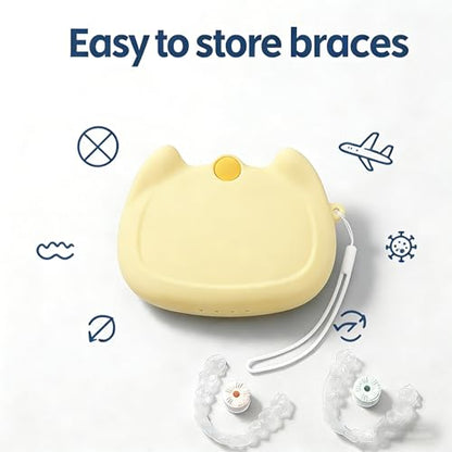 Silicone Retainer Case with Lanyard, WINDSIUUU Portable Cute Travel Retainer Holder Braces Aligner Case with Vent Holes Aligner Retainer Cases for Girls Women Kids Travel Denture Night Guard Container - color: Yellow
