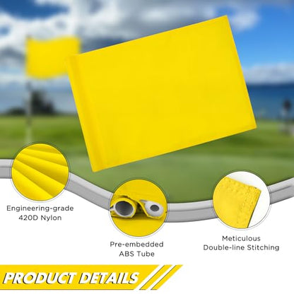 KINGTOP Standard Golf Flags with Tube Inserted, All 20" L x 14" H, Practice Putting Green Flag for Yard, Tournament Course, 420D Nylon PGA Regulation Chipping Pin Flag - color: 20x14 Inch- Blank Yellow- 1pk