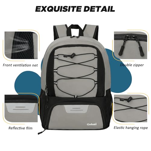 Goloni Soccer Bag, Basketball Bag with Ball Compartment & Shoe Compartment,Large Soccer Backpack for Basketball,Gym，Football - color: Grey
