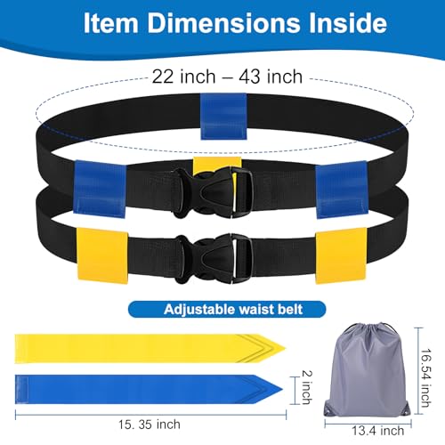 Adjustable Flag Football Belts for Youth/Adults, Set of 4/10 Tear-Resistant Belts for Football Training/Games/Outdoor - color: 4 Pcs: 2 Blue and 2 Yellow