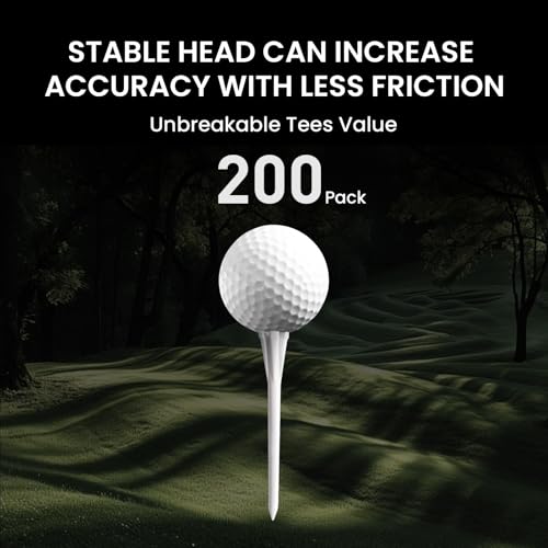 Golf Tees Plastic Unbreakable Easy to Find Bulk Value 200/500/1000 Count, 2 3/4 Inch Stable Tee Driving Range Reduce Friction, Blue White Purple Practice (Multicolor, 200 Count (2 3/4 Inch))