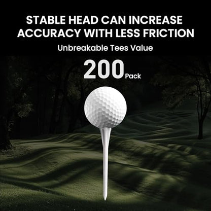 Golf Tees Plastic Unbreakable Easy to Find Bulk Value 200/500/1000 Count, 2 3/4 Inch Stable Tee Driving Range Reduce Friction, Blue White Purple Practice (Multicolor, 200 Count (2 3/4 Inch))