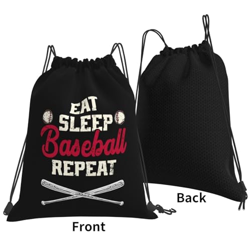 Eat Sleep Baseball Repeat Unisex Drawstring Backpack Bag Sport Gym Travel Swim Sackpack - color: Eat Sleep Baseball Repeat1
