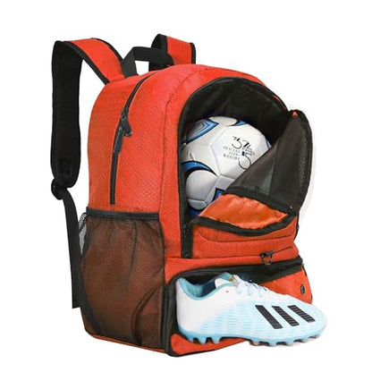Soccer Bag, Basketball Backpack, Sports Equipment Bag with Shoes and Ball Compartment Holds Sneaks, Helmet, Basketball, Football, Vollyball, Gloves - color: Red/Black