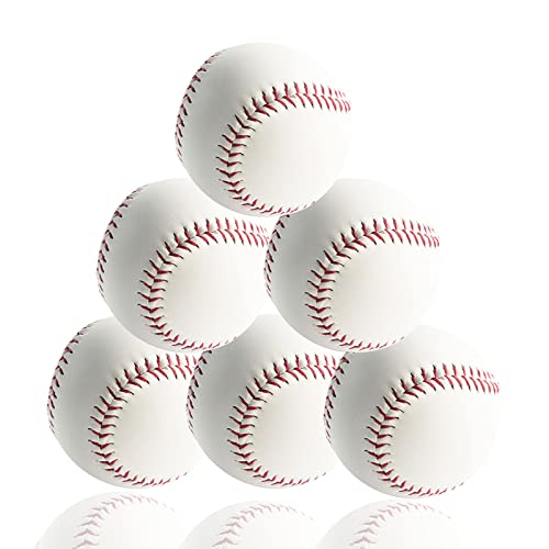 GKK Baseball 6 Ball Pack Practice Training Baseballs for Youth 9 Inch Baseballs for Pitching Throwing Unmarked Autographs Baseball - color: Hard ball