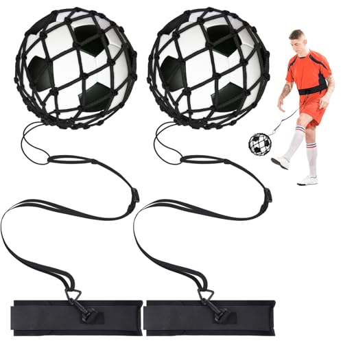 Soccer Kick Trainer 2 Psc with Return Net - Football Training Equipment for Boys & Girls - Practice Gear Compatible with Size 3 4 5 Balls
