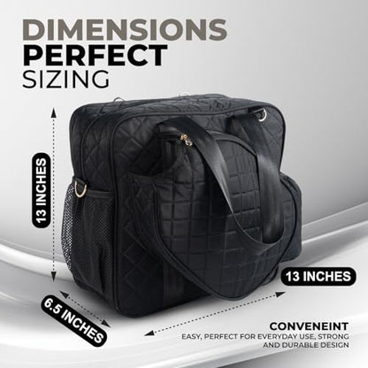IZARI Designer Pickleball Bag For Women With Fence Hook | Original Stylish Quilted Sports Bag for Pickle Ball with Ball Bag - size: Large