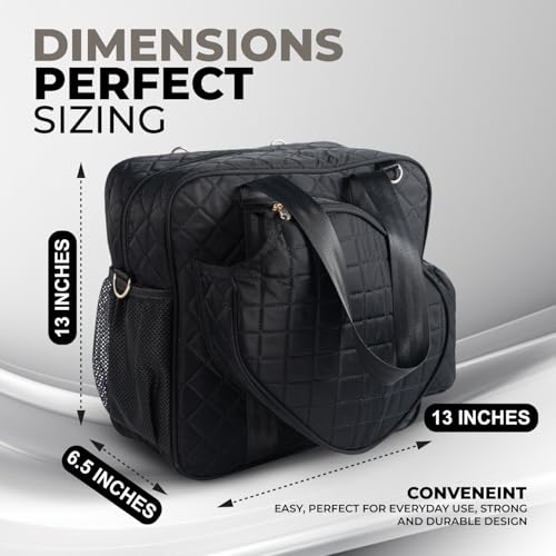 IZARI Designer Pickleball Bag For Women With Fence Hook | Original Stylish Quilted Sports Bag for Pickle Ball with Ball Bag - size: Large