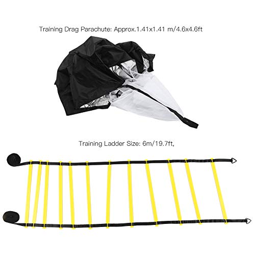 Agility Ladder, Speed Training Equipment Set, 19.7 Feet Long Rung Speed Ladder, Football Cones, Running Resistance Umbrella,