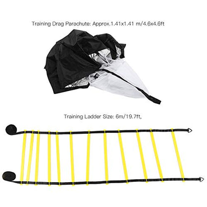 Agility Ladder, Speed Training Equipment Set, 19.7 Feet Long Rung Speed Ladder, Football Cones, Running Resistance Umbrella,
