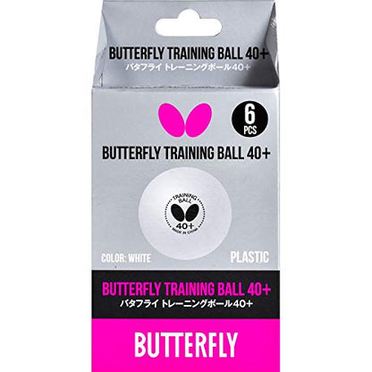 Butterfly 40+ Training Ball 40+ Ball Used for Training – Pack of 6 or Box of 120 White Training Balls – 40+ Training Balls are Comparable to a Three-Star Ball