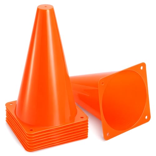 Bekith 30 Pack 9 inch Plastic Traffic Cones, Orange Soccer Traning Cones Plastic Agility Sports Cones, Indoor/Outdoor Use
