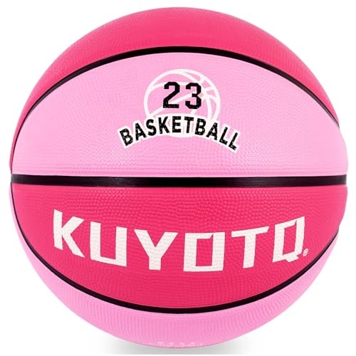 KUYOTQ Kids Toddler Youth Adult Size 3/4/5/6/7 Basketball 22/25.5/27.5/28.5/29.5" Thickened Rubber or Faux Leather Indoor Outdoor Basketball for Boys Girls Womens Mens Basket Ball Gifts - color: Pink-23 Thickened Rubber, size: 4 Kids & Youth - 25.5"