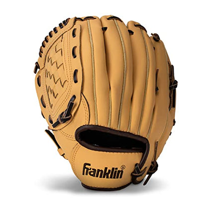 Franklin Sports Field Master Baseball + Softball Glove - Field Master Adult + Youth Baseball + Softball Mitt - Men's + Women's Gloves - Right Hand Throw - color: Camel, style: 10" - Basket Web