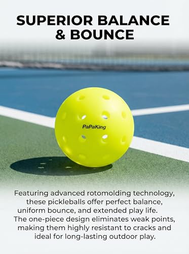 Premium Outdoor Pickleball Balls 4 Pack, 40 Holes Pickleballs with High Visibility, True Flight & Consistent Bounce, Durable Crack-Resistant Pickleball Balls for Training & Games.