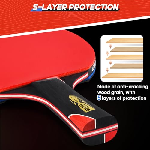 Ping Pong Paddles, Ping Pong Paddles Set of 2, Includes Paddles and Balls, Table Tennis Rackets Set Suitable for Beginners and Professionals