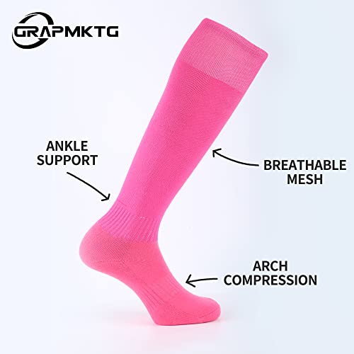 GRAPMKTG 3 Pack Softball Soccer Socks Baseball Football Socks for Youth Men and Women - color: Pink, size: Large