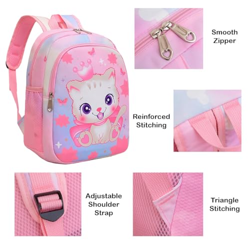 CHERUBIC Kids Toddler Cute Backpack Little Cartoon Travel Lightweight Bag Daypack For 3 Girls Boys (Cat Pink) - color: Cat Pink, size: Small-12"H