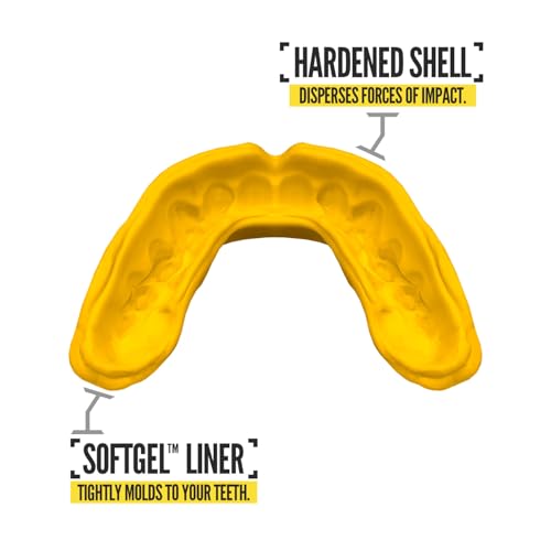 2 Pack Nxtrnd Rush Dual Layer Mouthguard, Custom Fit Sports Mouthpiece for Football, Boxing, MMA, Basketball, Hockey, Lacrosse, Youth & Adult (Yellow) - color: Yellow