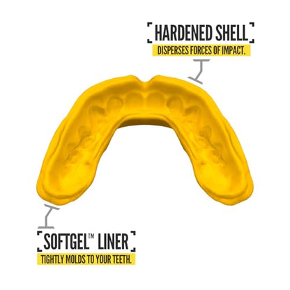 2 Pack Nxtrnd Rush Dual Layer Mouthguard, Custom Fit Sports Mouthpiece for Football, Boxing, MMA, Basketball, Hockey, Lacrosse, Youth & Adult (Yellow) - color: Yellow