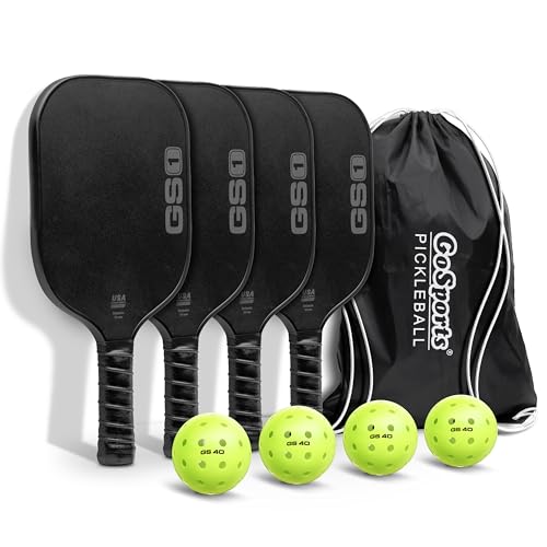GoSports GS1 Pickleball Paddles - Single, 2 Pack, or 4 Pack - USAPA Approved Fiberglass Pickleball Paddles - color: 4 Pack