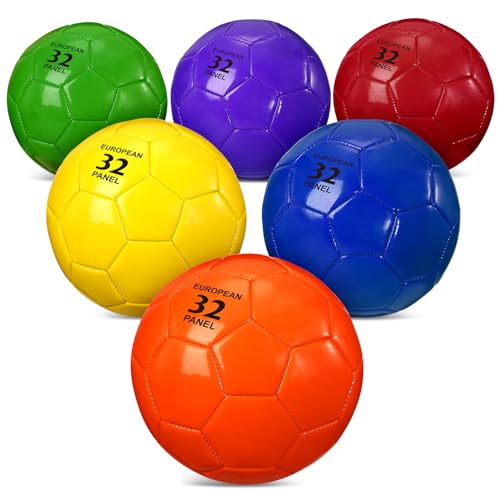 HyDren 6 Pack Soccer Balls Bulk with Pump, Colorful Practice Soccer Balls for Kids & Youth, Indoor Outdoor Training, Games Back to School - size: 2, style: Simple Style