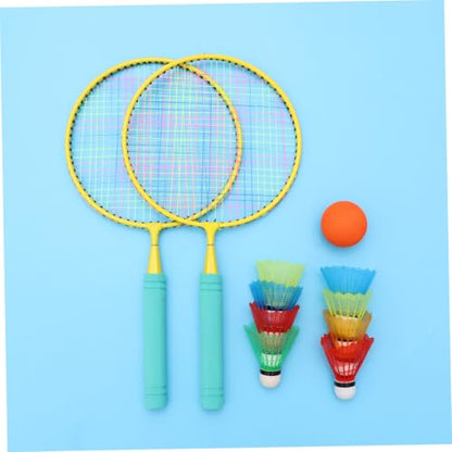 Badminton Racket Lightweight Outdoor Sports for Ages with Shuttlecocks and Tennis Ball Interactive Training Tool in Blue