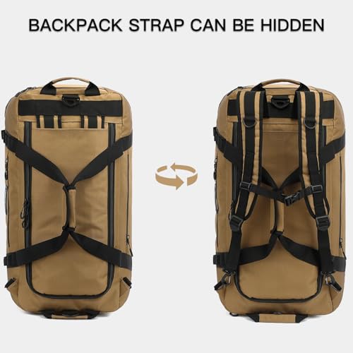 100L Extra Large Travel Duffle Bag Backpack for Men, 3 in 1 Sports Duffel Bags W/Adjustable Shoulder Strap & Dividers Gym Equipment/Gear Weekend Overnight Bag for Trip Camping Hiking, XL Brown - color: Brown