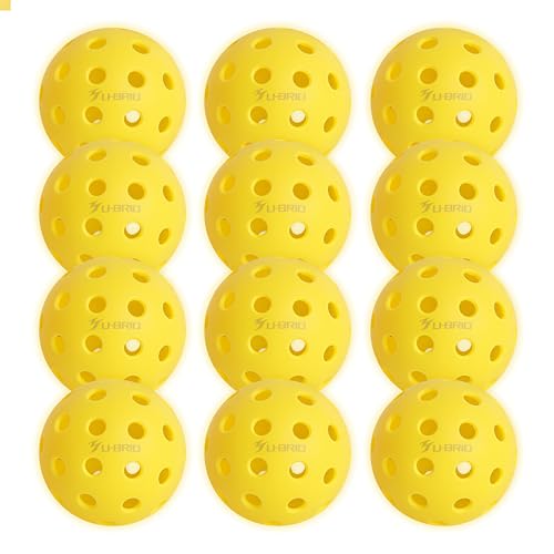 Pro-Grade 40-Hole Outdoor Pickleball Balls 3/4/12 Pack- Pro-Player Tested with Wind-Resistant Design, High-Visibility & 300+ Hit Suitable for Players of All Skill Levels - color: yellow, size: 12 pack