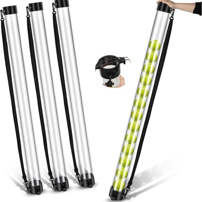 Jerify 3 Pcs Tennis Ball Tube Pickup Picker Holds 18 Balls with Shoulder Strap for Tennis Balls Pickup Collector, Carrier, Dispenser