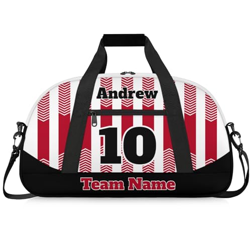 Basketball Soccer Gifts for Boys Girls - Custom Sports Duffle Bag, Personalized Name & Team Bag, Water-Resistant Gym Bag for Basketball, Soccer, Volleyball | Y-Red Black - color: Y-Red Black
