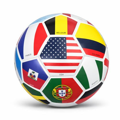 Elite Edition Soccer Ball - Training Soccer Ball – Durable TPU Outdoor Ball – Country Design (USA, Argentina, Brasil, Mexico, Portugal & More) - size: 2, style: COUNTRY FLAG BALL