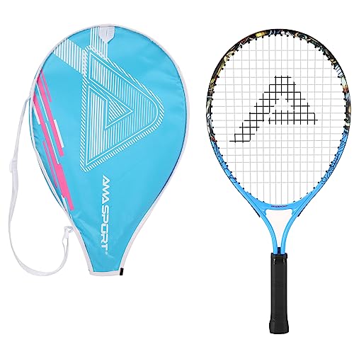 AMA SPORT Kids Tennis Racket for Junior Toddlers Starter Kit 17-25" Tennis Racquet for Girls and Boys with 420D Nylon Shoulder Strap Bag - color: Graffiti Blue, size: 25 inch