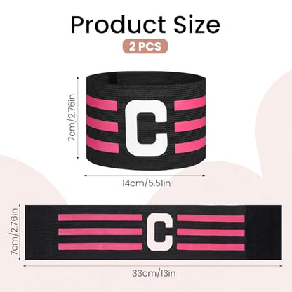 2Pcs Adjustable Soccer Captain Armband, Elastic Protective Captain Arm Bands, Classic C Sports Armbands for Football Basketball Player Youth Adult Team Outdoor Training Accessories
