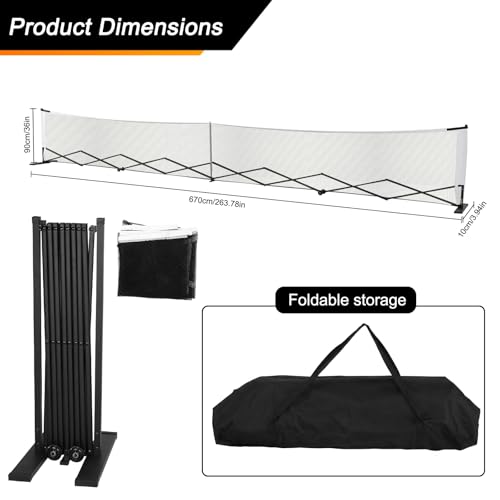 Generic Portable Ball Net Frames with Wheels Movable Net Posts Aluminum Alloy Retractable 22ft for Backyards Driveways & Garages