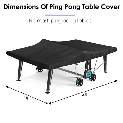 Saking Ping Pong Table Cover Waterproof, 600D Heavy-Duty Table Tennis Cover Waterproof for Outdoor & Indoor All-Weather Protection, 111"L x 61"W x 8"H, Black