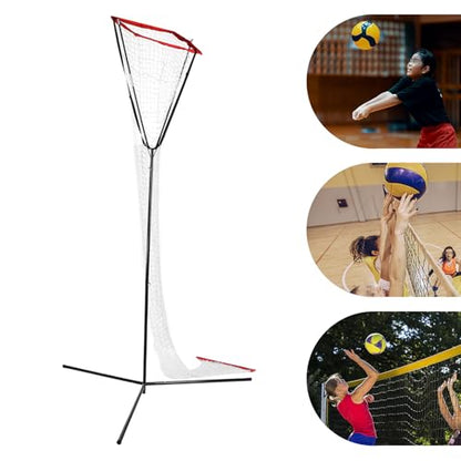 Volleyball Training Net, Adjustable Practice Net System with 88-130 Inch Height Range, Portable Volleyball Trainer for Backyard Beach Court, Professional Equipment for Serving Spiking Drills (Red)
