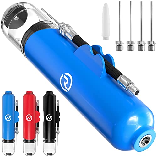 Ball Pump for Sports Balls - 5 Needles - Basketball Pump, Soccer Ball Pump - Air Pump for Balls, Volleyball, Football Accessories Equipment - Hand Pump for Inflatables - Never Lose Pin with Holder - color: Royal Blue
