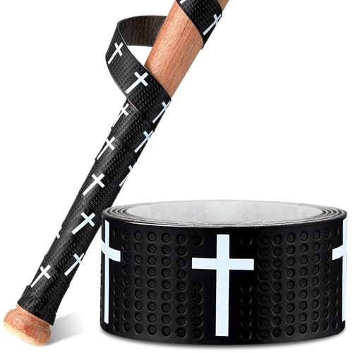Pushglossy Faith Cross Baseball Bat Grip Tapes 1.1mm Precut Full Adhesive Softball Grip Tape,Non-Slip Softball Bat Wrap Religious Cricket Batting Tape Replacement - color: Black, size: Cross