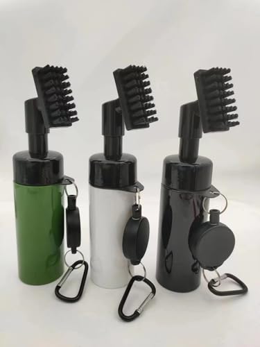 Golf Club Spray Water Cleaner, Golf Club Cleaning Brush Set,Golf Club Cleaner Brush with Retractable Clip and Squeeze Water Bottle Holds 5 Ounces of Water, Golf Gifts for Men Women - color: Green