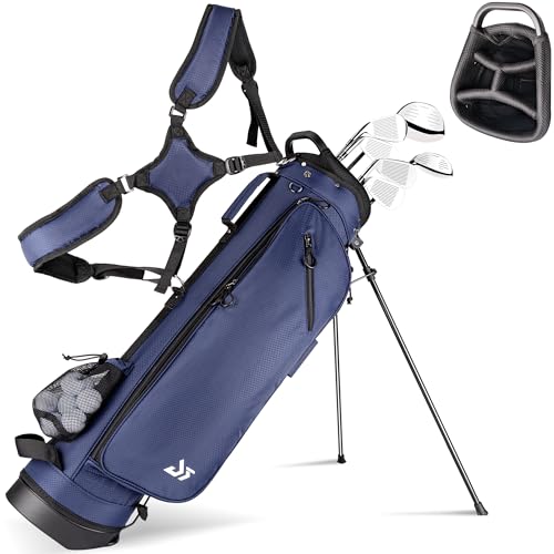 Golf Stand Bag with Cooler Pocket, Lightweight Sunday Carry Bag with Glove Patch & Tee Holder, Portable for Driving Range & Par 3 Course, Men & Women - color: Navy, size: Classic Version