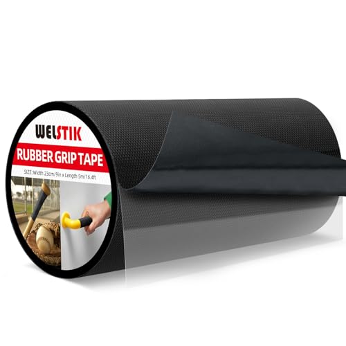 WELSTIK 9" x 16.4FT Rubber Skateboard Grip Tape - Extra Wide Anti-Slip Traction Sheet, Non-Abrasive Waterproof Grip Tape for Skateboard Decks, Scooters, Tool Handles, and Stairs - Black - size: 9inch*16.4ft