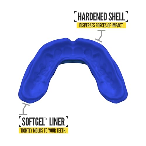 2 Pack Nxtrnd Rush Dual Layer Mouthguard, Custom Fit Sports Mouthpiece for Football, Boxing, MMA, Basketball, Hockey, Lacrosse, Youth & Adult (Blue) - color: Blue