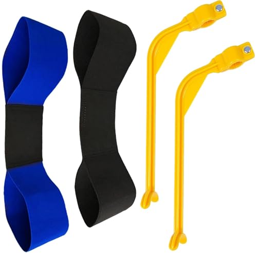 Amy Sport Golf Swing Training Aid Wrist Hinge Adjustable Arm Band with Hanger Ball Connection Band for Correction, Men Women Ball Between Arms Practice Tool - color: Blue&Yellow&Black-4 Pack