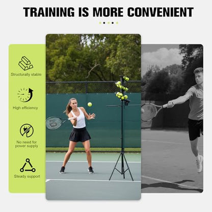 Single-Person Swing Practice Trainer with Extra Track Hold 33 Balls Fixed Frequency Tennis Ball Non-Electric Height Adjustable for Beginners and Children